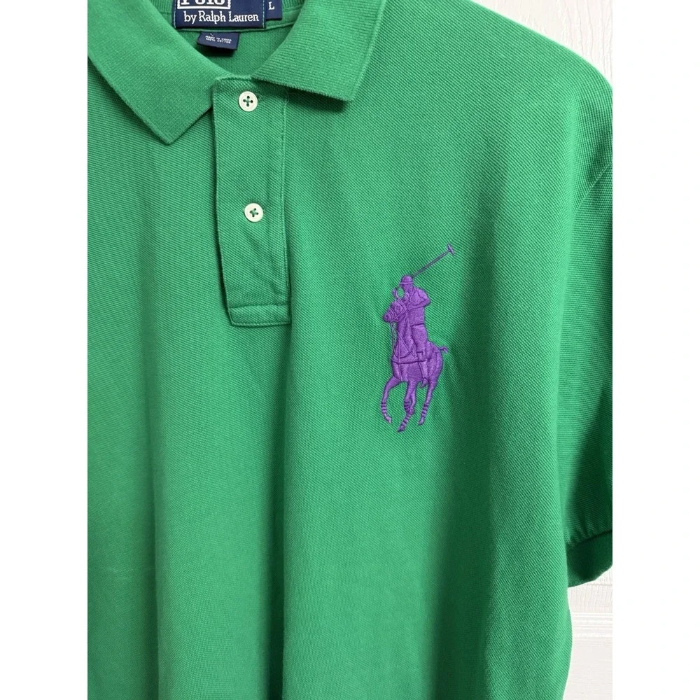 Polo Ralph Lauren Polo Mens L Classic Fit Big Pony Shirt Green Short Sleeve VTG